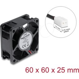 DELOCK 67445 - Ventilador axial 48 V DC, 60 x 60 x 25 mm, conector de 2 pines