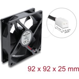 DELOCK 67447 - Ventilador axial 48 V DC, 92 x 92 x 25 mm, conector de 2 pines