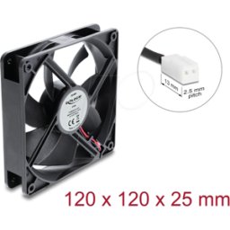DELOCK 67448 - Ventilador axial 48 V DC, 120 x 120 x 25 mm, conector de 2 pines