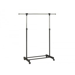 Perchero unilux extensible con 4 ruedas giratorias ajustable altura negro/cromado 80/150 x
