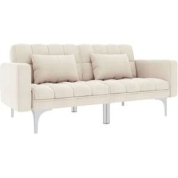 Clicnbuy Sofá cama de tela color crema