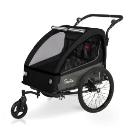 Remolque Bicicleta Infantil Sepnine Bt920 2 Niños Plegable Negro