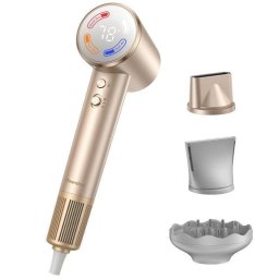 Secador de Pelo Profesional Teendow 1600W Motor Alta Velocidad Pantalla LED Silencioso con Accesorios