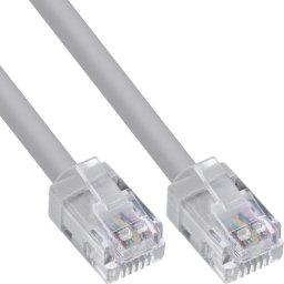 Cable telefónico InLine 18743 RJ-12 3 metros Macho-Macho Gris