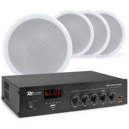 Altavoces Power Dynamics techo 100V con Bluetooth y amplificador 25W