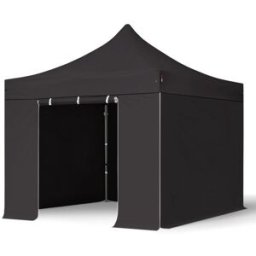TOOLPORT 3x3 m Carpa plegable, PREMIUM acero 40mm, 4 laterales incl. sin ventana, negro - (600109)