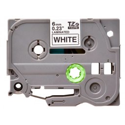 Cinta q-connect tze-211 blanco-negro 6mm longitud 8 m