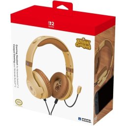 Auriculares HORI NSX-179E con cable para Nintendo Switch, micrófono y control volumen, marrón