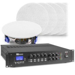 Altavoces Power Dynamics Techo 5,25" con amplificador Bluetooth y 2 zonas 100V