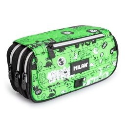 Estuche Portatodo Triple Milan Tandem Azul/Amarillo/Verde