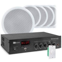 Altavoces Power Dynamics Amplificador PDM45 Bluetooth 100V con 10 altavoces de techo