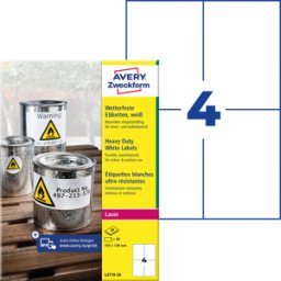 AVERY ZWECKFORM AVZ L4719-20 - Etiquetas para láminas, resistentes al agua, 105 x 148 mm