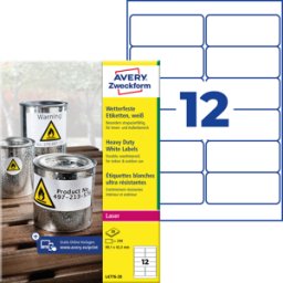 AVERY ZWECKFORM AVZ L4776-20 - Etiquetas para láminas, resistentes al agua, 97 x 42,3 mm