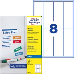 AVERY ZWECKFORM AVZ J8875-5 - Señales magnéticas, 50 x 140 mm, inyección de tint