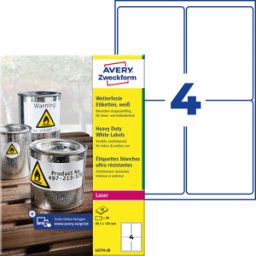 AVERY ZWECKFORM AVZ L4774-20 - Etiquetas para láminas, resistentes al agua, 99,1 x 139 m