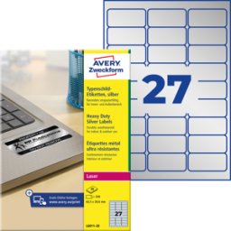 AVERY ZWECKFORM AVZ L6011-20 - Etiquetas identificativas, resistentes al agua, 63,5 x 29,6 mm,