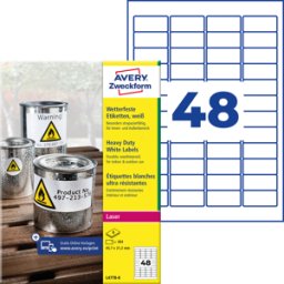 AVERY ZWECKFORM AVZ L4778-8 - Etiquetas para láminas, resistentes al agua, 45,7 x 21,2