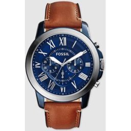 Fossil Reloj de hombre grant de piel. Marrón