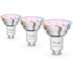Philips Bombilla inteligente LED Foco Hue Essential 4.7W GU10, RGB, Regulable, Control App y Voz, Asistentes de voz, Pack de 3.