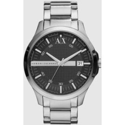 Giorgio Armani Reloj de hombre de acero inoxidable con tres agujas y fecha. Plateado
