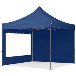 TOOLPORT 3x3 m Carpa plegable, PREMIUM acero 40mm, 2 laterales incl. con ventanas panorámicas, azul oscuro - (600008)