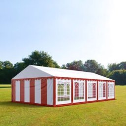 TOOLPORT 5x10 m Carpa para fiestas, PVC 700, rojo-blanco - (6174)