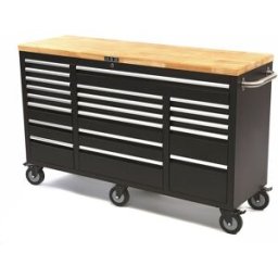 HBM Carro de herramientas móvil con encimera de madera - 146 cm - negro