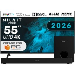 Nilait Prisma 55UD7004ST 55" LED 4K Smart TV WebOS + Barra de sonido con subwoofer 120W Dolby 2.1