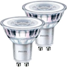 Philips Bombilla Led (pack 2un), GU10, 4,6W (Eq. 50W), blanco cálido (2700K), 355lm