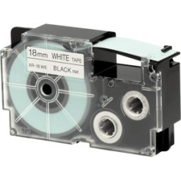 CASIO XR-18WE1 - Cinta de escritura, 18 mm x 8 m, negro/ blanco