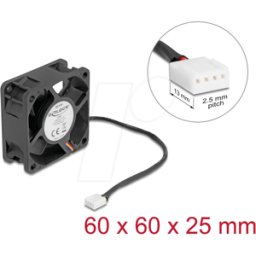 DELOCK 67295 - Ventilador axial de 12 V de corriente continua, 60 x 60 x 25 mm
