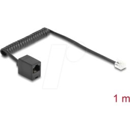 DELOCK 88720 - Cable telefónico / espiral, clavija RJ11 / enchufe RJ45, 1 m