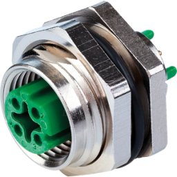 METZ CONNECT MC MMT371A115 - Conector hembra M12, 4 vías, recto, montaje en pared tras