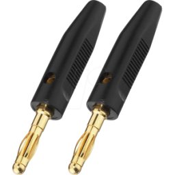 MONACOR MON BP-30G/SW - Par de tapones de plátano LS, 4 mm, negro