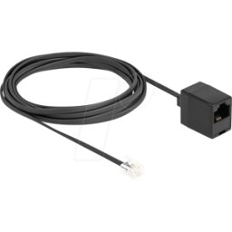 DELOCK 88094 - Cable telefónico RJ11 macho a RJ45 hembra negro 3 m