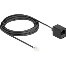 DELOCK 88095 - Cable telefónico RJ11 macho a RJ45 hembra negro 5 m