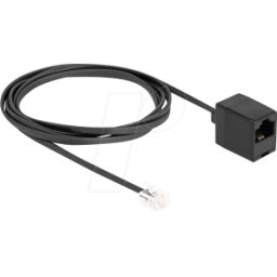 DELOCK 88093 - Cable telefónico RJ11 macho a RJ45 hembra negro 2 m