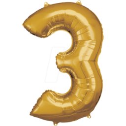 AMSC BALLON 3 GO - AMSCAN foil globo número 3 oro
