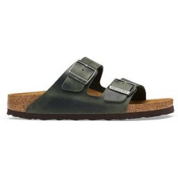 Birkenstock Pantuflas de hombre Aizona Oiled Leather Regular/Wide oliva 44
