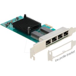 DELOCK 88504 - Tarjeta de red, PCI Express, Gigabit Ethernet, 4 RJ45