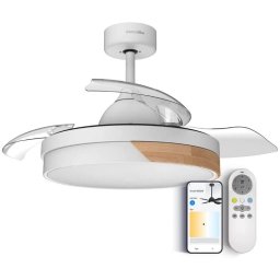 Universal Blue Oroshi 6042W Ventilador de Techo con Aspas Retráctiles y WiFi 35W Blanco/Madera