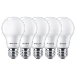 Philips Bombilla Led Pack de 5 Unidades E27 8W Blanco Cálido (2700K), 806lm