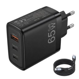Cargador GaN Dam Electronics 65W 3 Puertos USB-C/A con Cable 2m