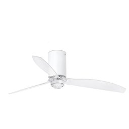 Faro Mini Tube Fan Ventilador de Techo con Luz y Mando 32W Blanco Mate/Transparente