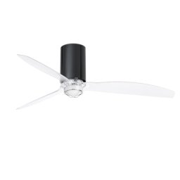 Faro Mini Tube Fan Ventilador de Techo con Luz y Mando 32W Negro Brillo/Transparente