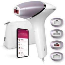 Philips Depiladora IPL Lumea Serie 8000, depilación permanente, luz pulsada, 4 cabezales, cara y cuerpo, sensor de piel inteligente. Blanco