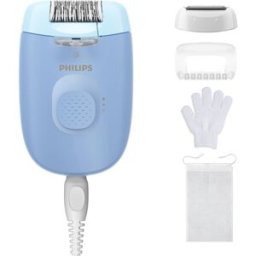 Philips Depiladora eléctrica S4000, BRE247-00, con luz led, compacta. Azul