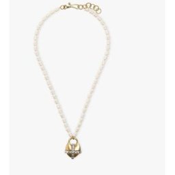 Parfois Collar corto de perlas con cruz decorativa. Blanco