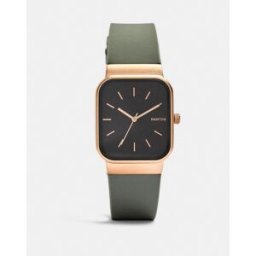 Parfois Reloj de mujer con correa de silicona cuadrado. Kaki