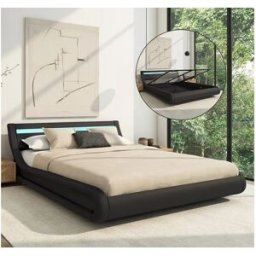 MB Muebles Bonitos Cama de matrimonio con canapé 180x200cm en Negro con LED Parisina